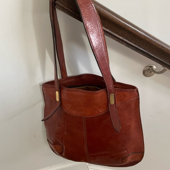 Women’s Artisanal Leather Tote Bag Cognac Minimal Handcrafted Vintage Style - Picture 3 of 11